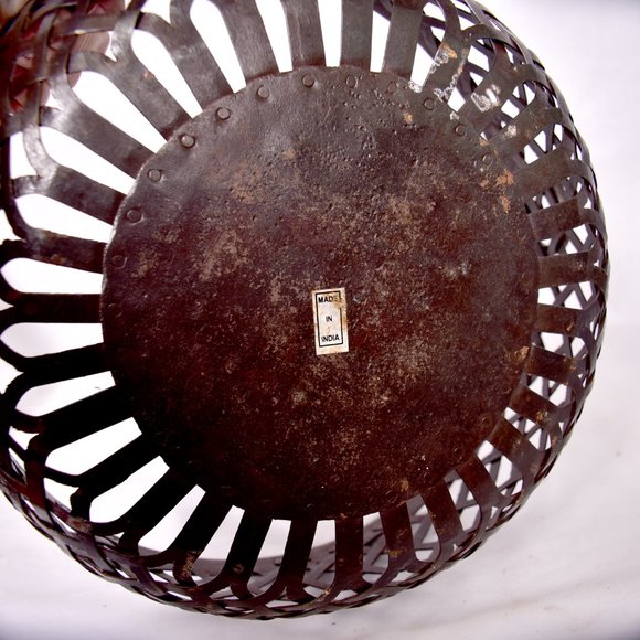 Woven Metal Hanging Basket Made in India - Picture 7 of 7